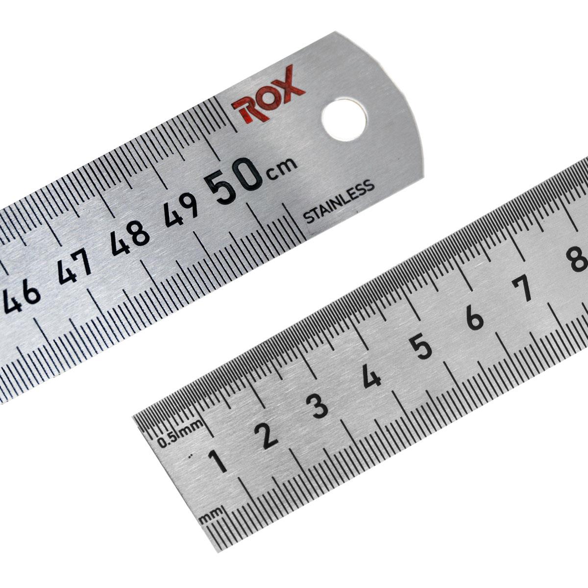 ROX Çift Taraflı Çelik Cetvel (Ölçü Seçiniz) 500 mm (50 cm)