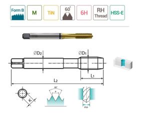 YG-1 Combo Düz Kanal Makina Klavuzu HSS-E TIN Kaplı (Ölçü Seçiniz) M12
