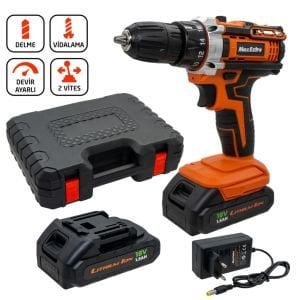 Max Extra MX1815 Matkap Vidalama Çift Akülü 18 Volt 1,5 Amper