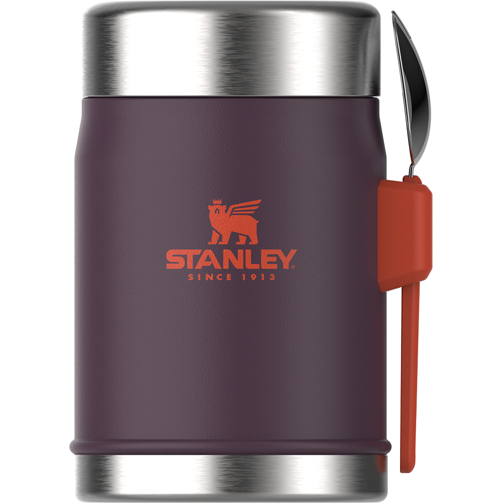 STANLEY Klasik Paslanmaz Çelik Yemek Termosu Kaşıklı 0.40 Litre - Mor/Turuncu