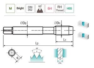 YG-1 El Klavuzu 3'lü Set HSS-DIN352 (Ölçü Seçiniz)