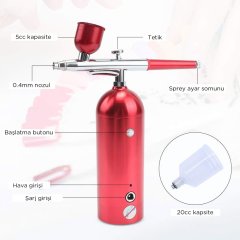 ROX0068 Kendinden Kompresörlü Akülü Airbrush Mini Boya Tabancası