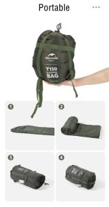 NATUREHIKE Y150L Pamuklu Uyku Tulumu -6 Derece (Yeşil-Sol)