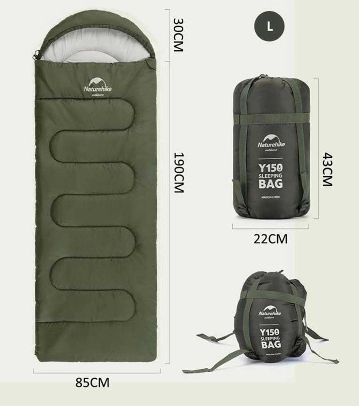 NATUREHIKE Y150L Pamuklu Uyku Tulumu -6 Derece (Yeşil-Sol)