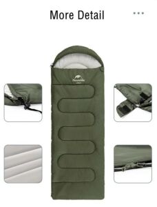 NATUREHIKE Y150L Pamuklu Uyku Tulumu -6 Derece (Yeşil-Sol)