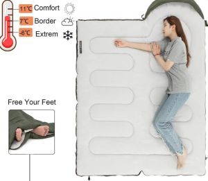 NATUREHIKE Y150L Pamuklu Uyku Tulumu -6 Derece (Yeşil-Sağ)