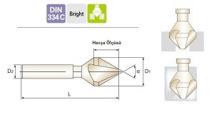 YG-1 Havşa Freze 3 Ağızlı 90 Derece HSS (Ölçü Seçiniz)