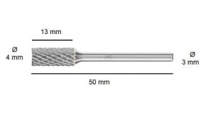 NEXON B Tip 4 mm Silindir Elmas - Karbür Kalıpçı Freze Ucu (Dremel Uyumlu)