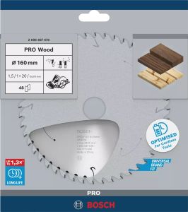 BOSCH PRO Wood  160x20x1,5 mm 48 Diş Ahşap Elmas Daire Testere Bıçağı