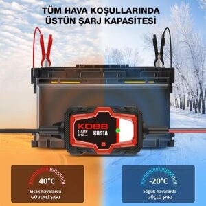 KOBB KBS1A 6V/12V 30Ah Akıllı Akü Şarj Cİiazı / Akü Bakım / Desülfatör