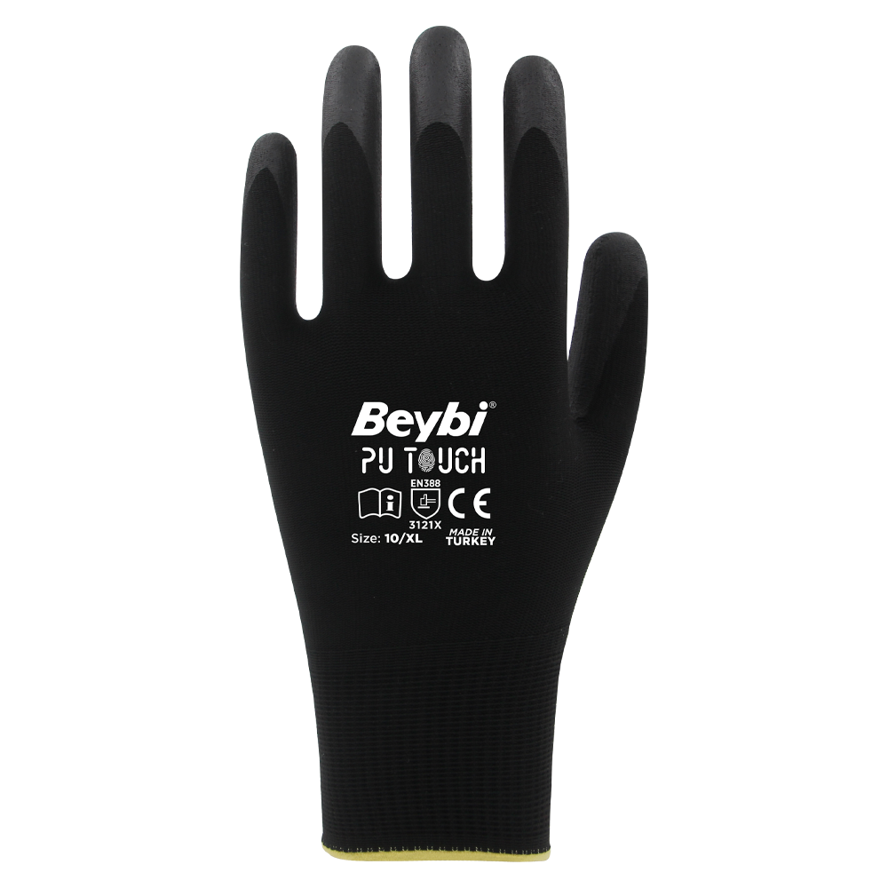 BEYBİ PU TOUCH 10 Numara Pu Kaplı Siyah İş Eldiveni