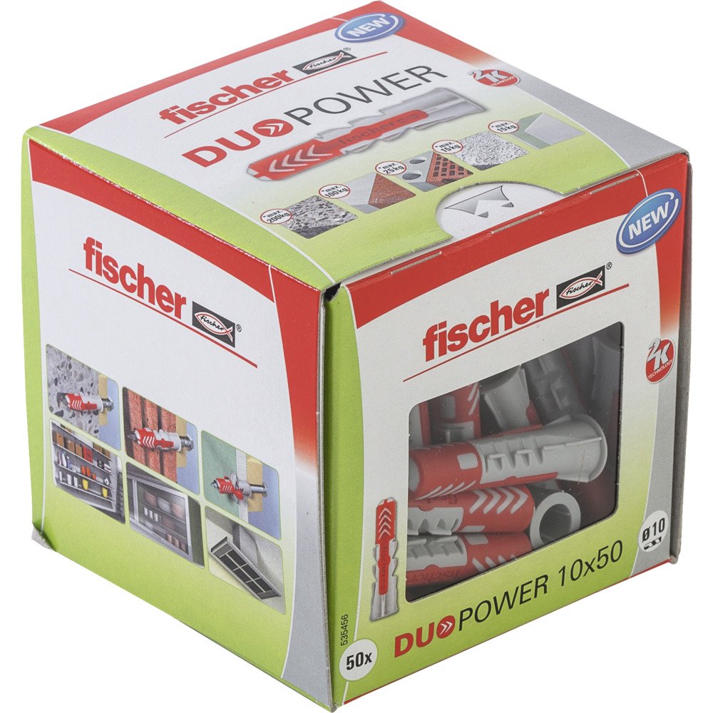 FISCHER Duopower 10x50 mm Plastik Dübel 50'li