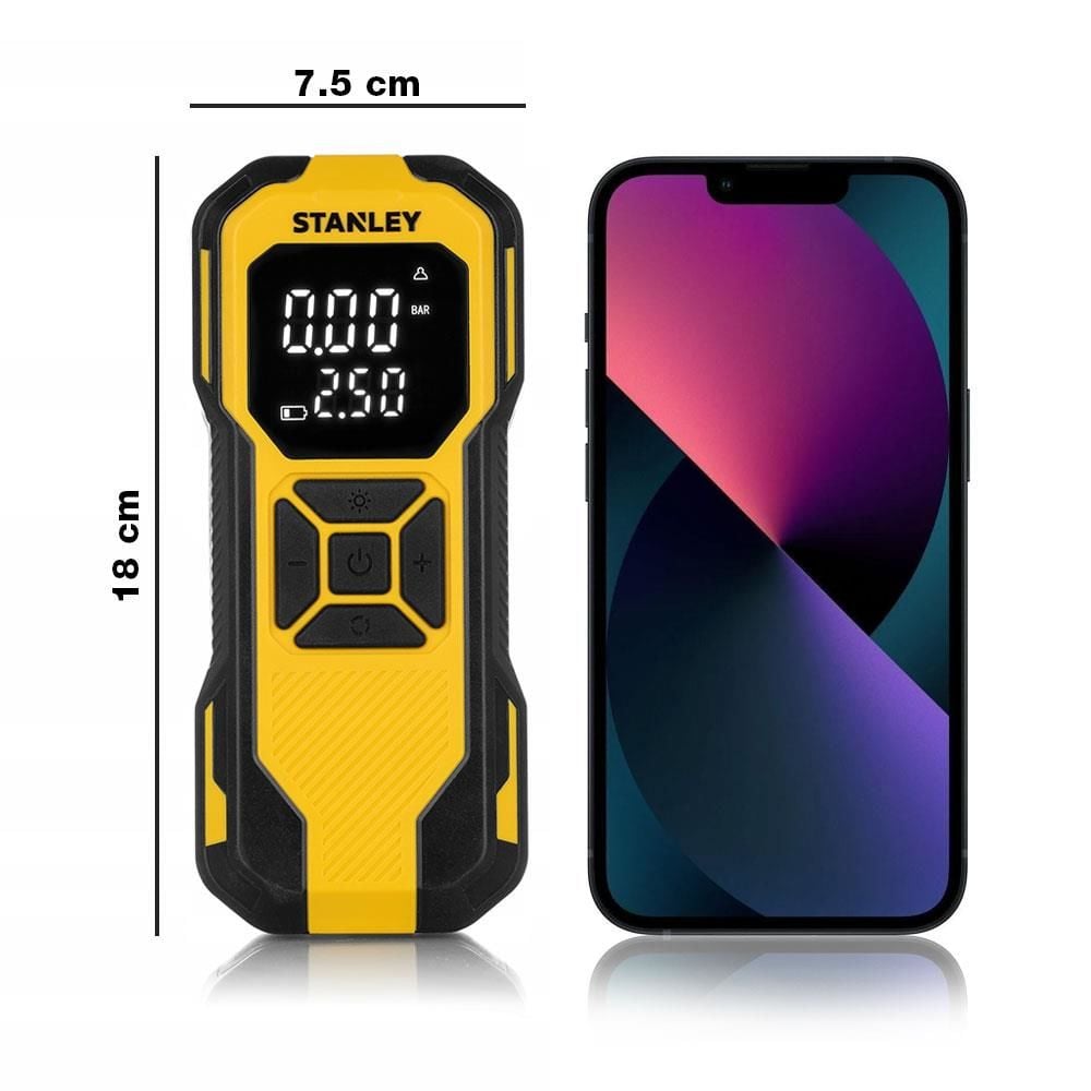 STANLEY SXIF0101 Şarjlı Dijital Göstergeli Akıllı Lastik Şişirme Pompası+Powerbank+SOS+Led Lamba