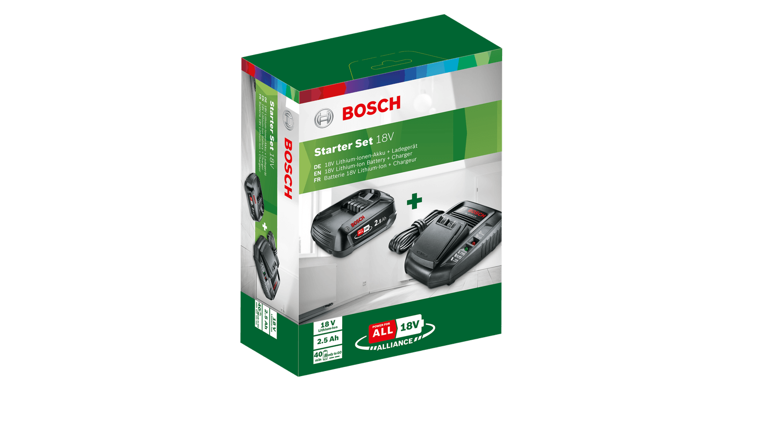 BOSCH 18 Volt Starter Kit 2,5 AH Akü Seti (PBA 18+AL 1830)
